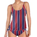 Large Red White and Blue USA Memorial Day Holiday Vertical Cabana Stripes Tankini Set View1