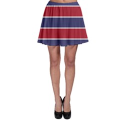 Large Red White And Blue Usa Memorial Day Holiday Horizontal Cabana Stripes Skater Skirt by PodArtist