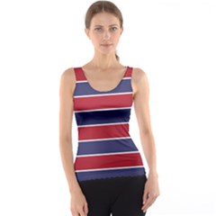 Large Red White And Blue Usa Memorial Day Holiday Horizontal Cabana Stripes Tank Top by PodArtist