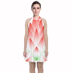 Lotus Flower Blossom Abstract Velvet Halter Neckline Dress  by Sapixe