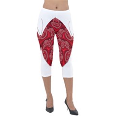 Butterfly Red Fractal Art Nature Lightweight Velour Capri Leggings  by Sapixe