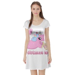 Long Distance Lover - Cute Unicorn Short Sleeve Skater Dress by Valentinaart