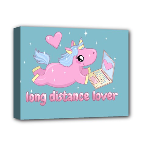 Long Distance Lover - Cute Unicorn Deluxe Canvas 14  X 11  by Valentinaart