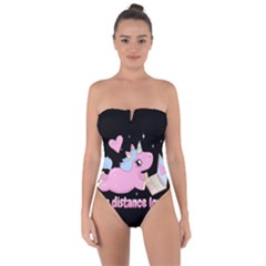 Long Distance Lover - Cute Unicorn Tie Back One Piece Swimsuit by Valentinaart