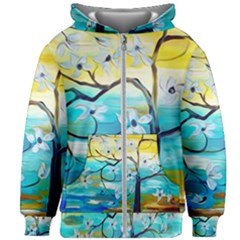 Oil Painting Tree Flower Kids Zipper Hoodie Without Drawstring by Sapixe