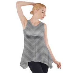 White Fabric Pattern Textile Side Drop Tank Tunic by Sapixe