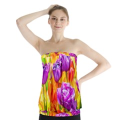 Tulip Flowers Strapless Top by FunnyCow