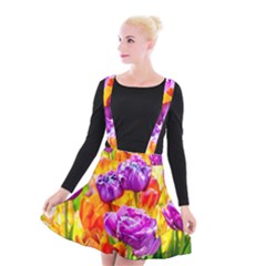 Tulip Flowers Suspender Skater Skirt by FunnyCow