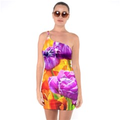 Tulip Flowers One Soulder Bodycon Dress by FunnyCow