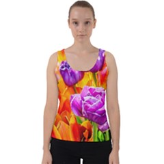 Tulip Flowers Velvet Tank Top by FunnyCow