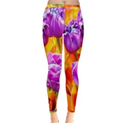 Tulip Flowers Inside Out Leggings by FunnyCow