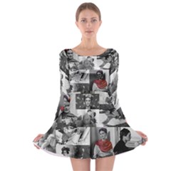 Frida Kahlo Pattern Long Sleeve Skater Dress by Valentinaart