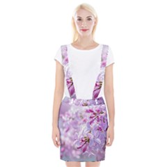 Pink Lilac Flowers Braces Suspender Skirt by FunnyCow