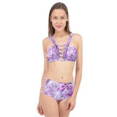 Pink Lilac Flowers Cage Up Bikini Set by FunnyCow