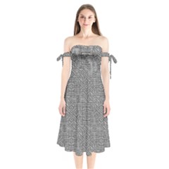 Linear Intricate Geometric Pattern Shoulder Tie Bardot Midi Dress by dflcprints