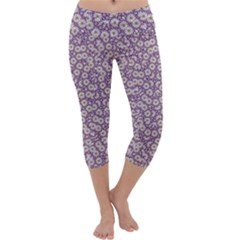 Ditsy Floral Pattern Capri Yoga Leggings by dflcprints