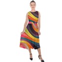 Abstract Colorful Background Wavy Midi Tie-Back Chiffon Dress View1