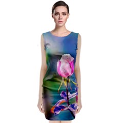 Pink Rose Flower Classic Sleeveless Midi Dress by FunnyCow