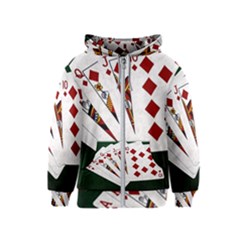 Poker Hands   Royal Flush Diamonds Kids  Zipper Hoodie by FunnyCow