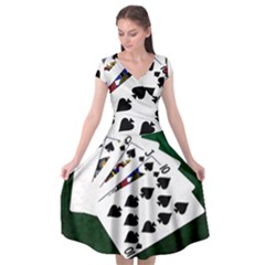 Poker Hands   Royal Flush Spades Cap Sleeve Wrap Front Dress by FunnyCow