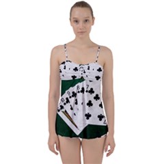 Poker Hands   Straight Flush Clubs Babydoll Tankini Set by FunnyCow