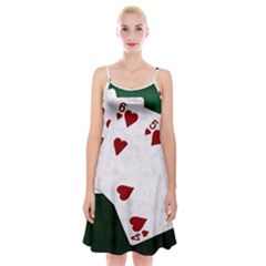 Poker Hands Straight Flush Hearts Spaghetti Strap Velvet Dress by FunnyCow