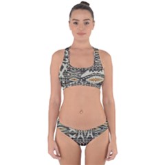 Fabric Textile Abstract Pattern Cross Back Hipster Bikini Set by Nexatart