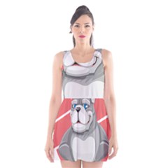 Bulldog Dog Animal Pet Heart Fur Scoop Neck Skater Dress by Sapixe