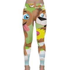 Dog Character Animal Flower Cute Classic Yoga Leggings by Sapixe