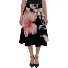 Beautiful Tropical Black Pink Florals  Perfect Length Midi Skirt by flipstylezfashionsLLC