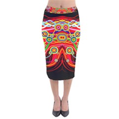 Colorful Artistic Retro Stringy Colorful Design Velvet Midi Pencil Skirt by flipstylezfashionsLLC