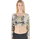 Retro seamless black and gold design Long Sleeve Crop Top View1