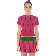 Watermelon Fruit Summer Red Fresh Drop Hem Mini Chiffon Dress by Nexatart