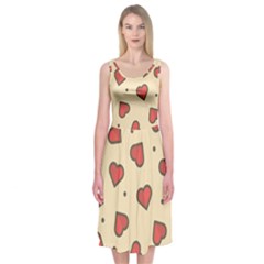 Design Love Heart Seamless Pattern Midi Sleeveless Dress by Nexatart