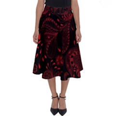 Seamless Dark Burgundy Red Seamless Tiny Florals Perfect Length Midi Skirt by flipstylezfashionsLLC