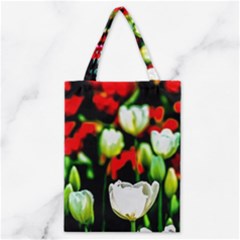 White And Red Sunlit Tulips Classic Tote Bag by FunnyCow