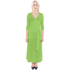 2018 New Green Quarter Sleeve Wrap Maxi Dress by 1dsignmovesu