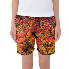 Orange, Yellow Cotoneaster Leaves In Autumn Women s Basketball Shorts by FunnyCow