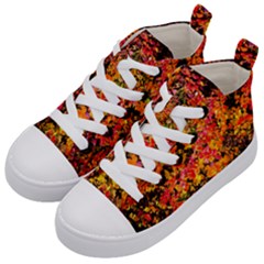 Orange, Yellow Cotoneaster Leaves In Autumn Kid s Mid-top Canvas Sneakers by FunnyCow