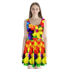 Toy Balloon Flowers Split Back Mini Dress  by FunnyCow