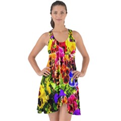 Viola Tricolor Flowers Show Some Back Chiffon Dress by FunnyCow