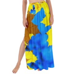 Yellow Maple Leaves Maxi Chiffon Tie-up Sarong by FunnyCow