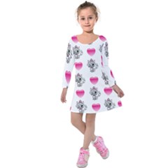 Evil Sweetheart Kitty Kids  Long Sleeve Velvet Dress by IIPhotographyAndDesigns