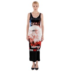 Independence Day, Eagle With Usa Flag Fitted Maxi Dress by FantasyWorld7