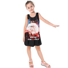 Independence Day, Eagle With Usa Flag Kids  Sleeveless Dress by FantasyWorld7