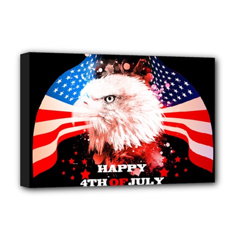 Independence Day, Eagle With Usa Flag Deluxe Canvas 18  X 12   by FantasyWorld7