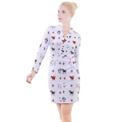 Farm Animals Button Long Sleeve Dress by IIPhotographyAndDesigns