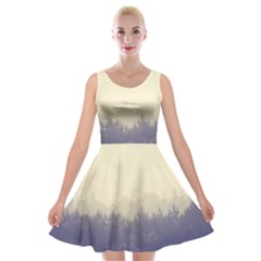 Cloudy Foggy Forest With Pine Trees Velvet Skater Dress by genx