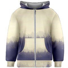 Cloudy Foggy Forest With Pine Trees Kids Zipper Hoodie Without Drawstring by genx