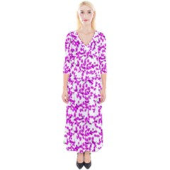 Pink Power Quarter Sleeve Wrap Maxi Dress by 1dsignmovesu